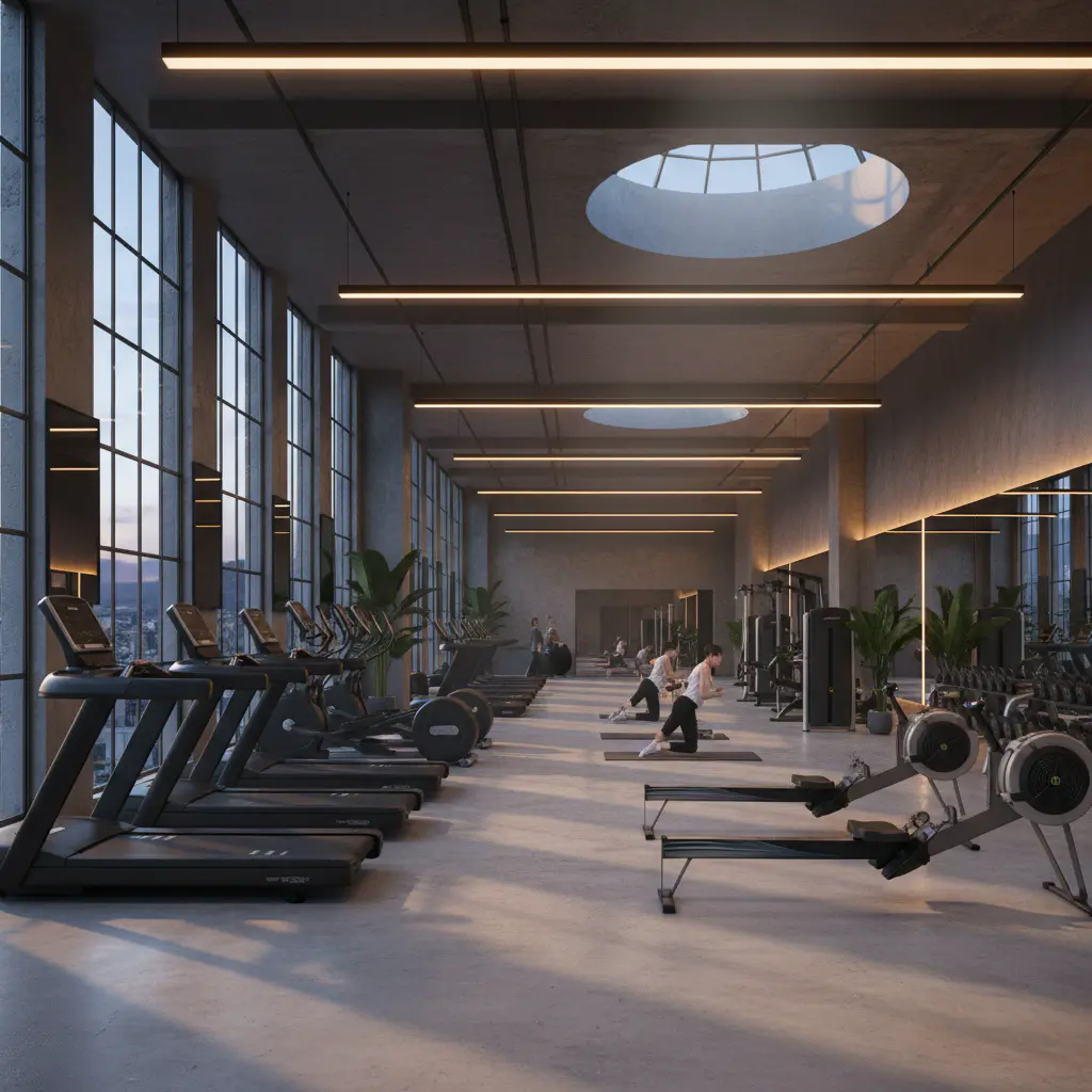 Modern gym interior with high-end equipment